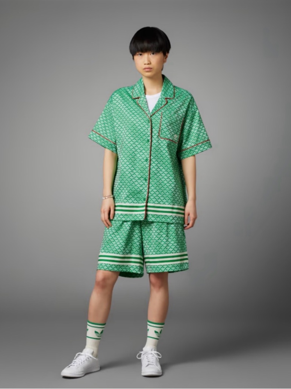 Adidas’s Originals Adicolor 70’s Satin Shirt, Green, Size M